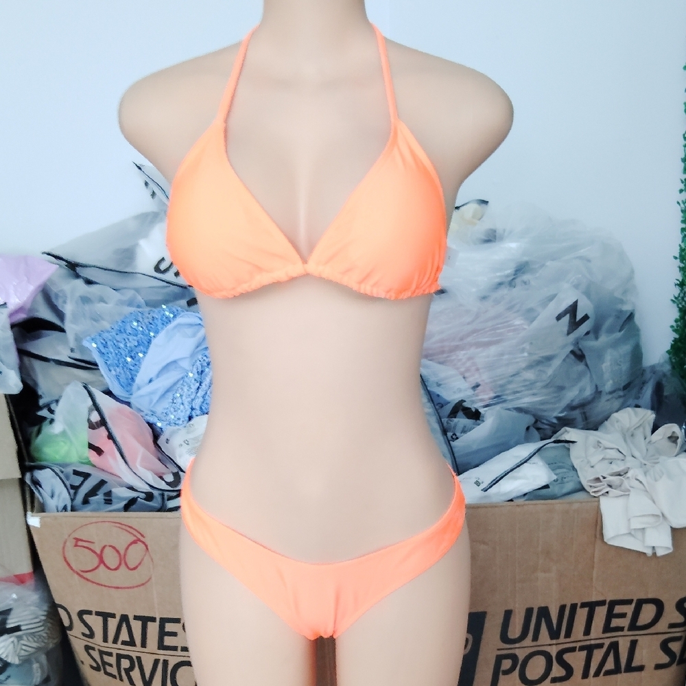 SHEIN Orange Triangle Bikini Set
